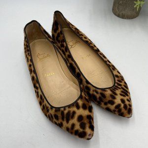 Christian Louboutin "Pigalle
Flat" Pony Leopard Print Calf Hair ballet Sz 38/8US